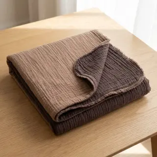 Double gauze/muslin DOUBLE FACE mocha