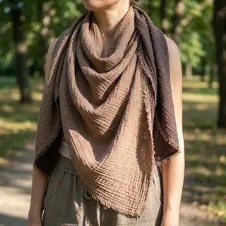 Double gauze/muslin DOUBLE FACE mocha