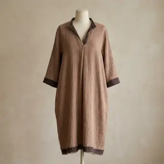 Double gauze/muslin DOUBLE FACE mocha