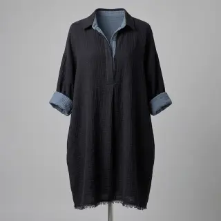 Double gauze/muslin DOUBLE FACE marine