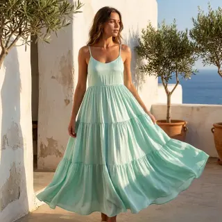 Linen viscose BUBBLY misty jade