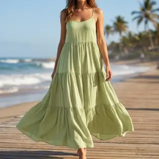 Linen viscose BUBBLY lime cream