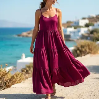 Linen viscose BUBBLY brom beere