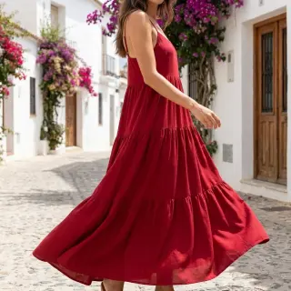 Linen viscose BUBBLY marlboro red