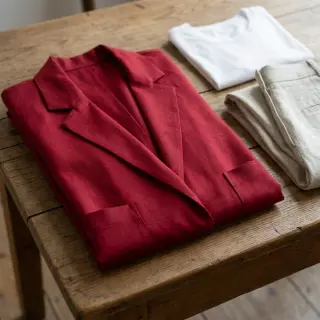 Linen viscose BUBBLY marlboro red