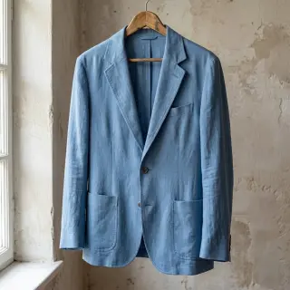 Linen viscose BUBBLY old blue