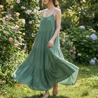 Linen viscose BUBBLY dak mint