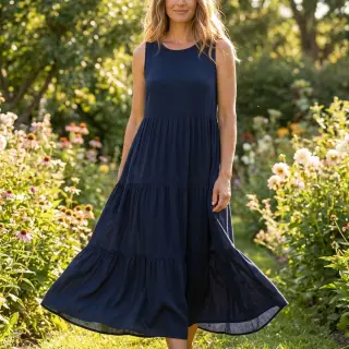 Linen viscose BUBBLY marine