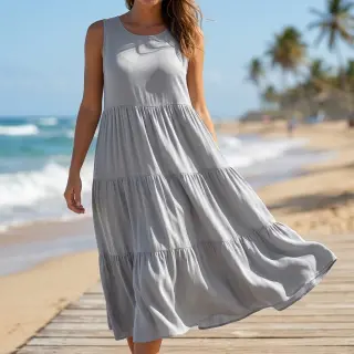 Linen viscose BUBBLY light grey
