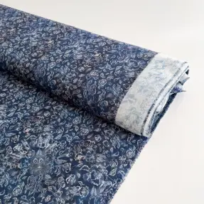 Viscose RAYON POPLIN White flowers design C