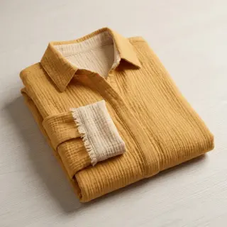 Double gauze/muslin DOUBLE FACE old yellow
