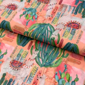Cotton fabric VOILE Llama digital print