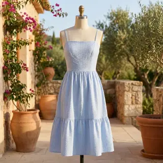 Cotton fabric BUBBLE dusty blue