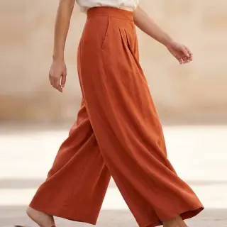 Linen viscose WASHED terracotta