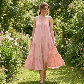 Linen viscose WASHED salmon
