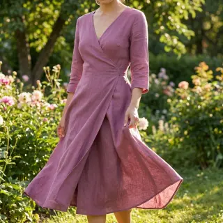 Linen viscose WASHED mauve