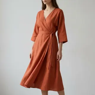 Linen viscose WASHED terracotta
