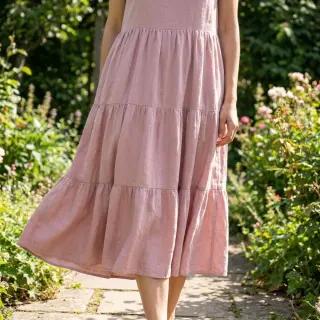 Linen viscose WASHED old rose