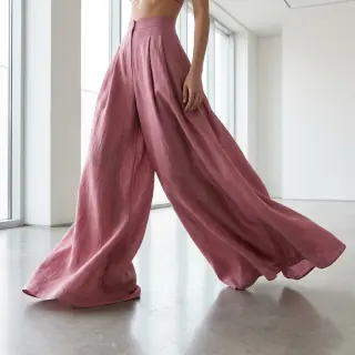 Linen viscose WASHED old pink