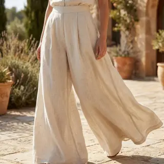 Linen viscose WASHED light beige