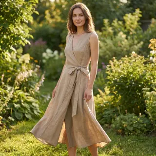 Linen viscose WASHED sand