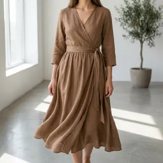 Linen viscose WASHED earth