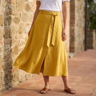 Linen viscose WASHED ochre