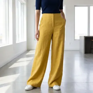 Linen viscose WASHED ochre