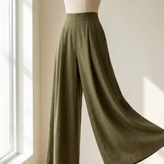 Linen viscose WASHED olive