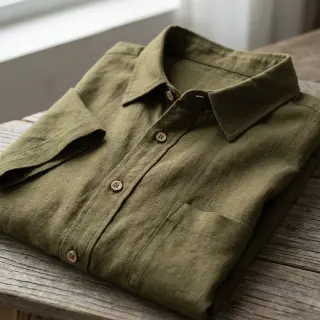 Linen viscose WASHED olive