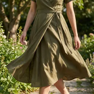 Linen viscose WASHED olive