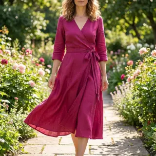 Linen viscose WASHED berry