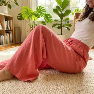 Linen viscose WASHED coral
