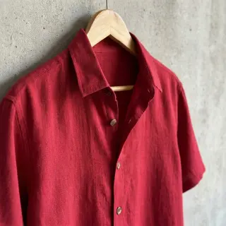 Linen viscose WASHED dark red