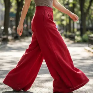 Linen viscose WASHED dark red