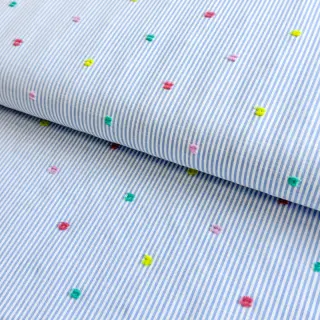 Cotton fabric DOBBY Stripe and dotty blue