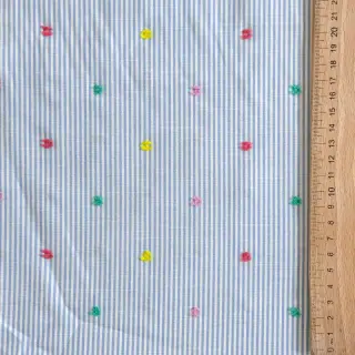 Cotton fabric DOBBY Stripe and dotty blue
