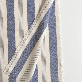Linen YARN DYED BIG Stripe blue