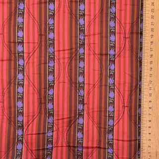 Cotton fabric VOILE STEPPED Paisley flowers brown digital print