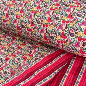 Cotton fabric VOILE STEPPED Paisley flowers white digital print