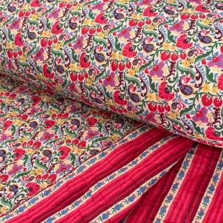 Cotton fabric VOILE STEPPED Paisley flowers white digital print