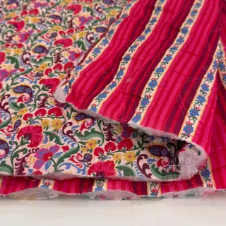 Cotton fabric VOILE STEPPED Paisley flowers white digital print