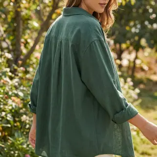 Linen viscose WASHED dark green