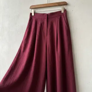 Linen viscose WASHED wine red