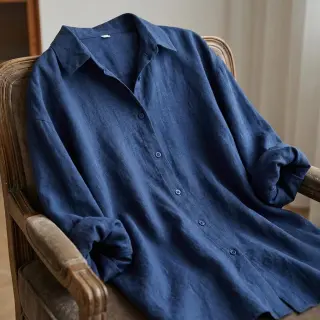 Linen viscose WASHED marine