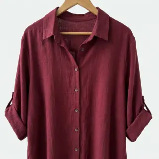 Linen viscose WASHED wine red