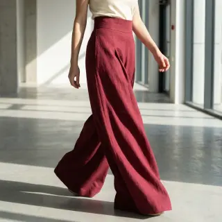 Linen viscose WASHED wine red