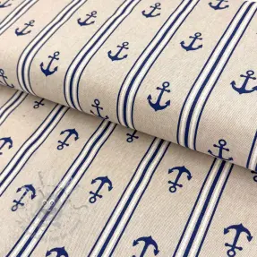 Decoration fabric Linenlook Stripe Maritime
