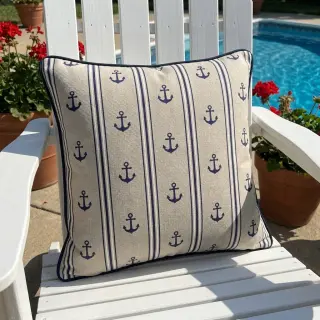 Decoration fabric Linenlook Stripe Maritime
