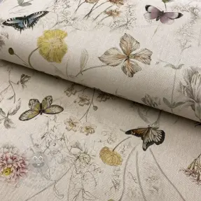 Decoration fabric Linenlook Butterfly dreamy flower digital print